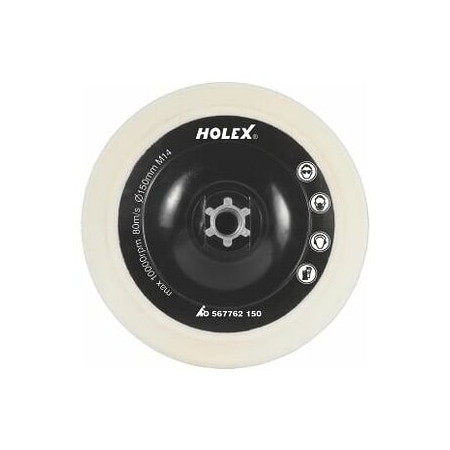 Holex Hook and Loop Polishing Pad, M14 Thread, Dia: 125 mm 567762 125